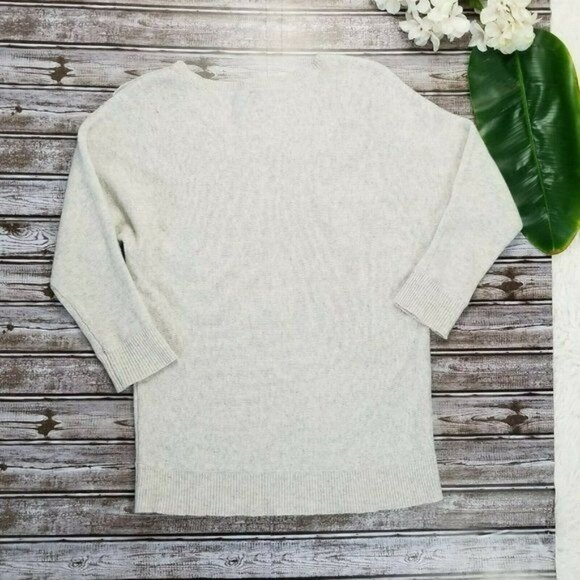 Ann Taylor Sweater M Lambswool Tan Natural Scoop Neck Knit - Picture 5 of 9